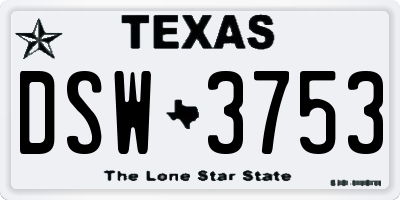 TX license plate DSW3753