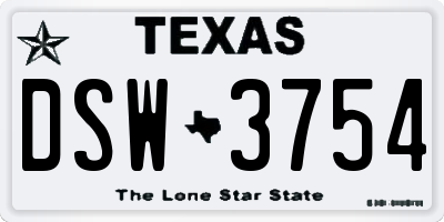 TX license plate DSW3754