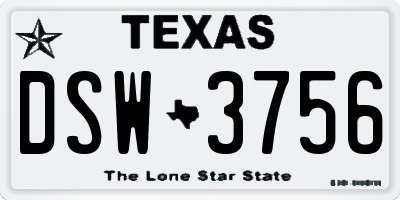 TX license plate DSW3756