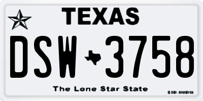 TX license plate DSW3758