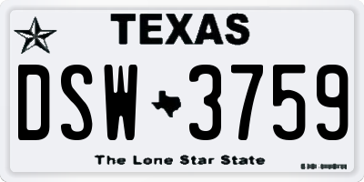 TX license plate DSW3759