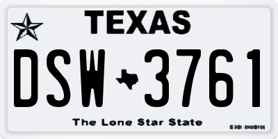 TX license plate DSW3761