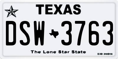 TX license plate DSW3763
