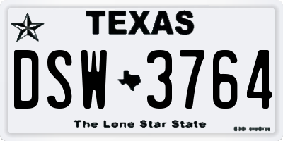 TX license plate DSW3764