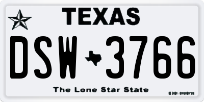 TX license plate DSW3766