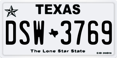 TX license plate DSW3769