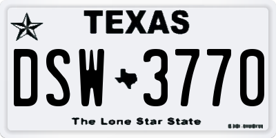 TX license plate DSW3770