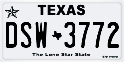 TX license plate DSW3772