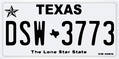 TX license plate DSW3773