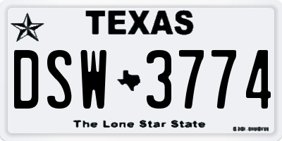 TX license plate DSW3774