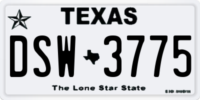 TX license plate DSW3775