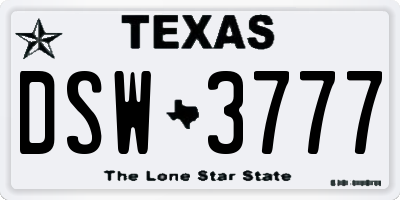 TX license plate DSW3777