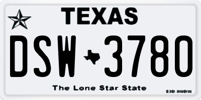 TX license plate DSW3780