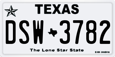 TX license plate DSW3782