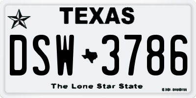 TX license plate DSW3786