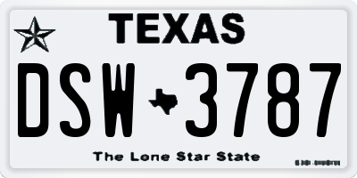 TX license plate DSW3787