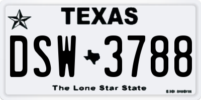 TX license plate DSW3788