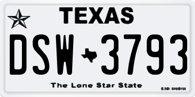 TX license plate DSW3793
