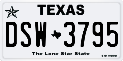 TX license plate DSW3795