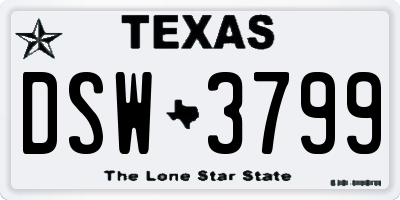 TX license plate DSW3799