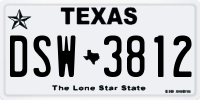 TX license plate DSW3812