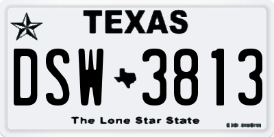 TX license plate DSW3813