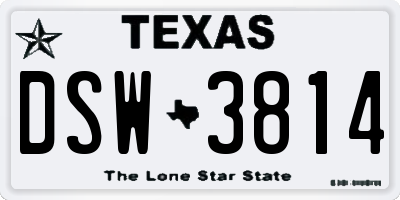 TX license plate DSW3814