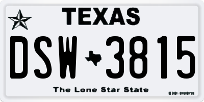 TX license plate DSW3815