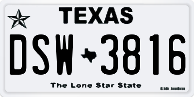 TX license plate DSW3816