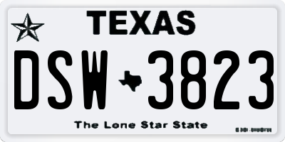 TX license plate DSW3823
