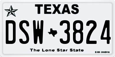 TX license plate DSW3824