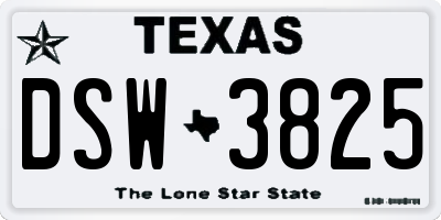 TX license plate DSW3825