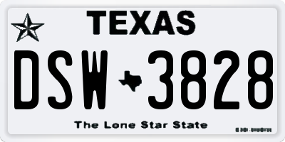TX license plate DSW3828