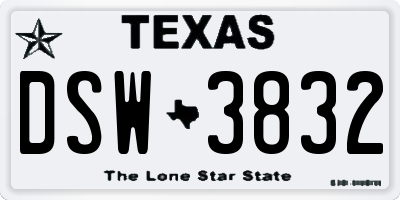 TX license plate DSW3832