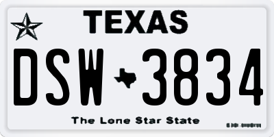 TX license plate DSW3834