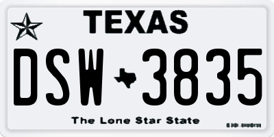 TX license plate DSW3835