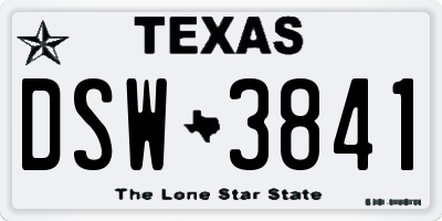 TX license plate DSW3841