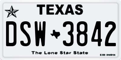 TX license plate DSW3842