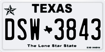 TX license plate DSW3843