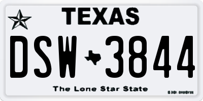 TX license plate DSW3844