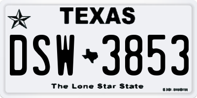 TX license plate DSW3853