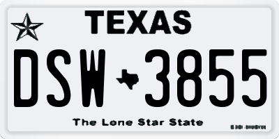 TX license plate DSW3855