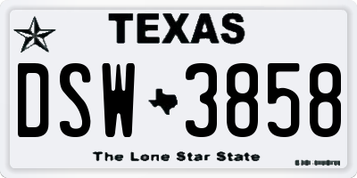 TX license plate DSW3858
