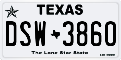 TX license plate DSW3860