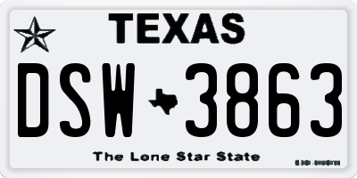 TX license plate DSW3863