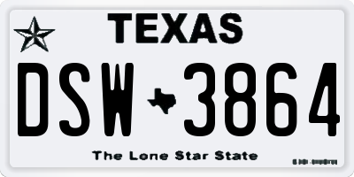 TX license plate DSW3864