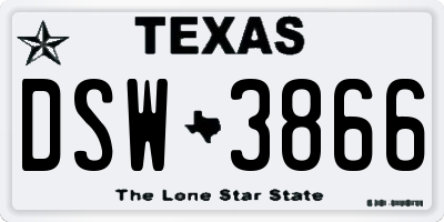 TX license plate DSW3866