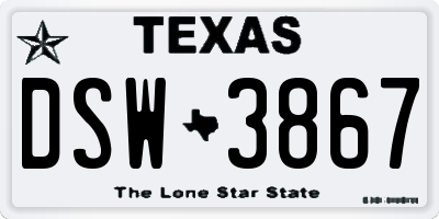 TX license plate DSW3867