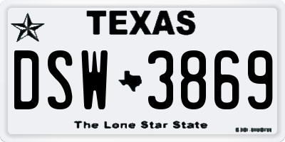 TX license plate DSW3869