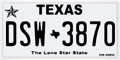 TX license plate DSW3870